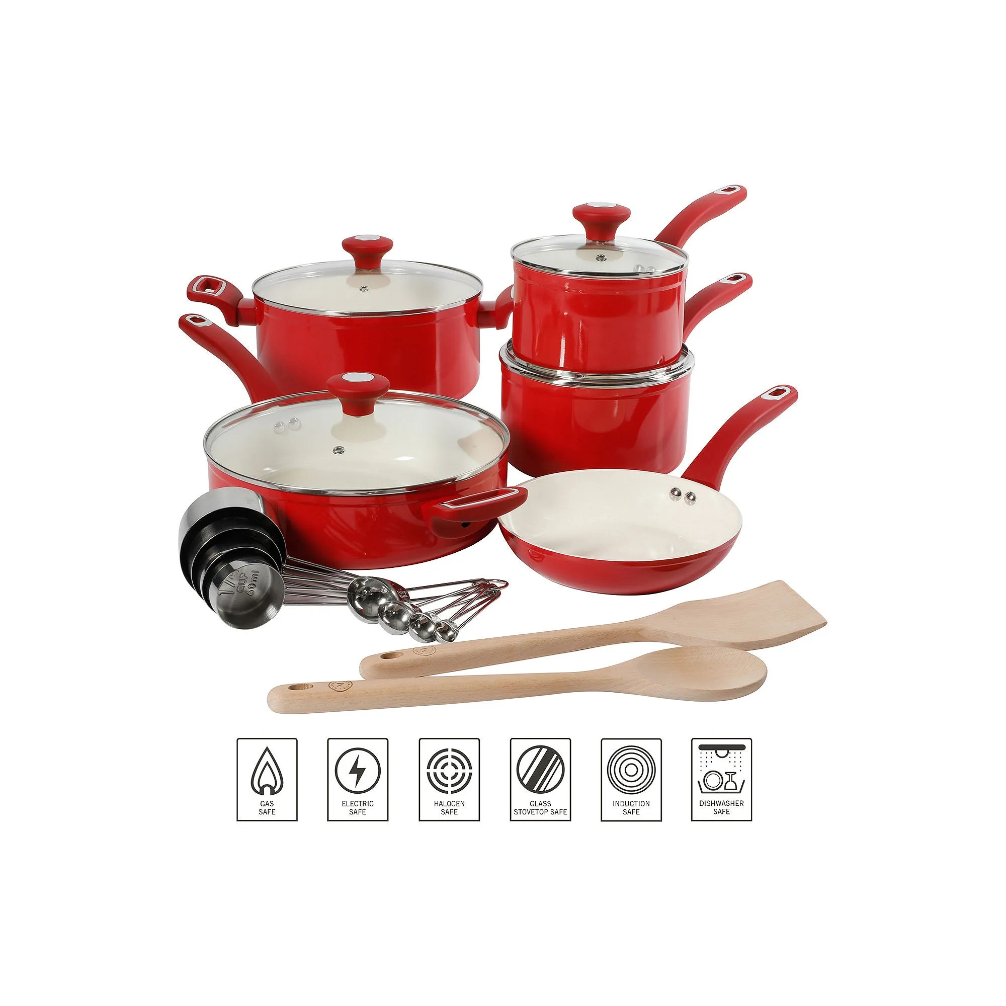 Martha Stewart 19-Pc. Non-Stick Cookware Set - RED ONE SIZE