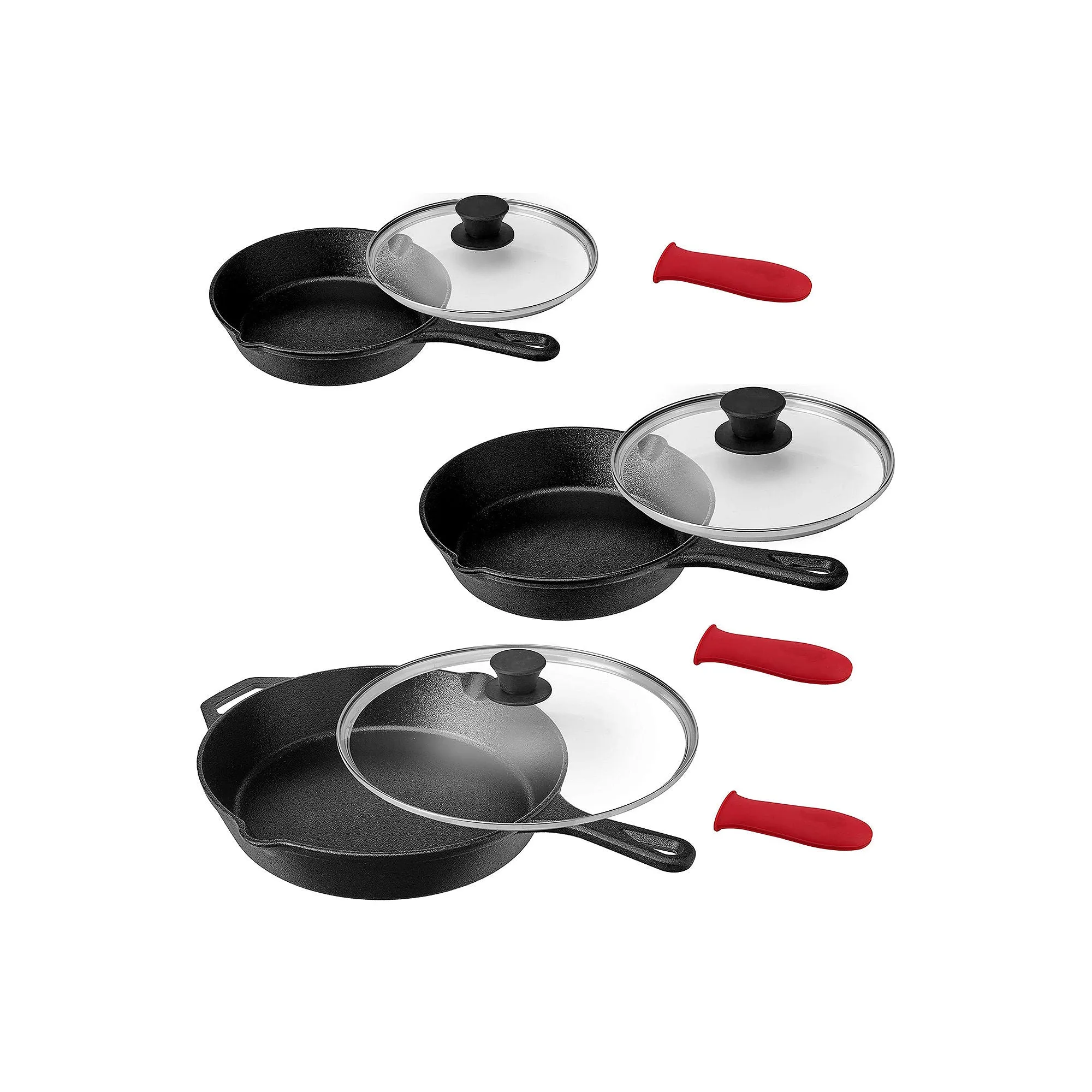 MegaChef 9-pc. Cast Iron Non-Stick Cookware Set Black
