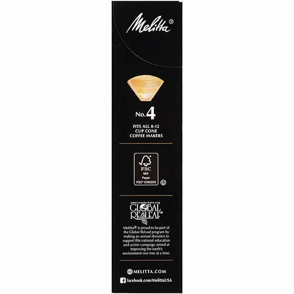 Melitta No. 4 Gourmet Filter Paper fits all 8-12 Cup Cone Coffeemakers that take #4 filters