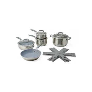Mesa Mia Stainless Steel 14-Pc. Cookware Set - STAINLESS STEEL ONE SIZE