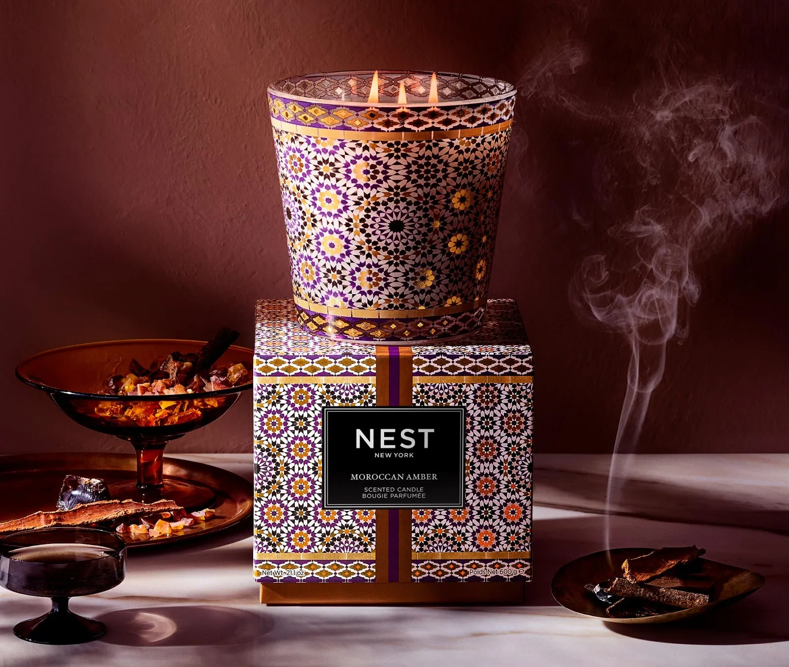 Moroccan Amber Decorative 3-Wick Candle
