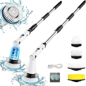 Movsou Spin Scurbber 01 Electric Bathroom Spin Scrubber with Extendable Handle & 4 Brush Heads
