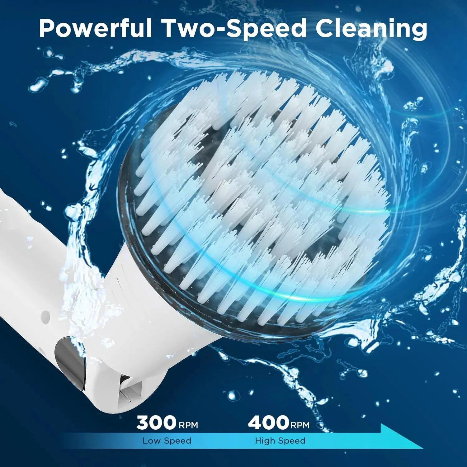 Movsou Spin Scurbber 01 Electric Bathroom Spin Scrubber with Extendable Handle & 4 Brush Heads