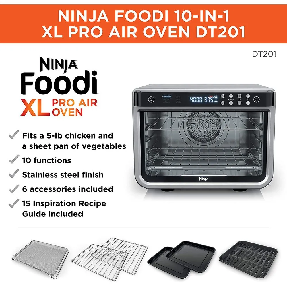 Ninja DT201 Foodi Pro Air Fry Oven 10-in-1 XL Convection Toaster Oven