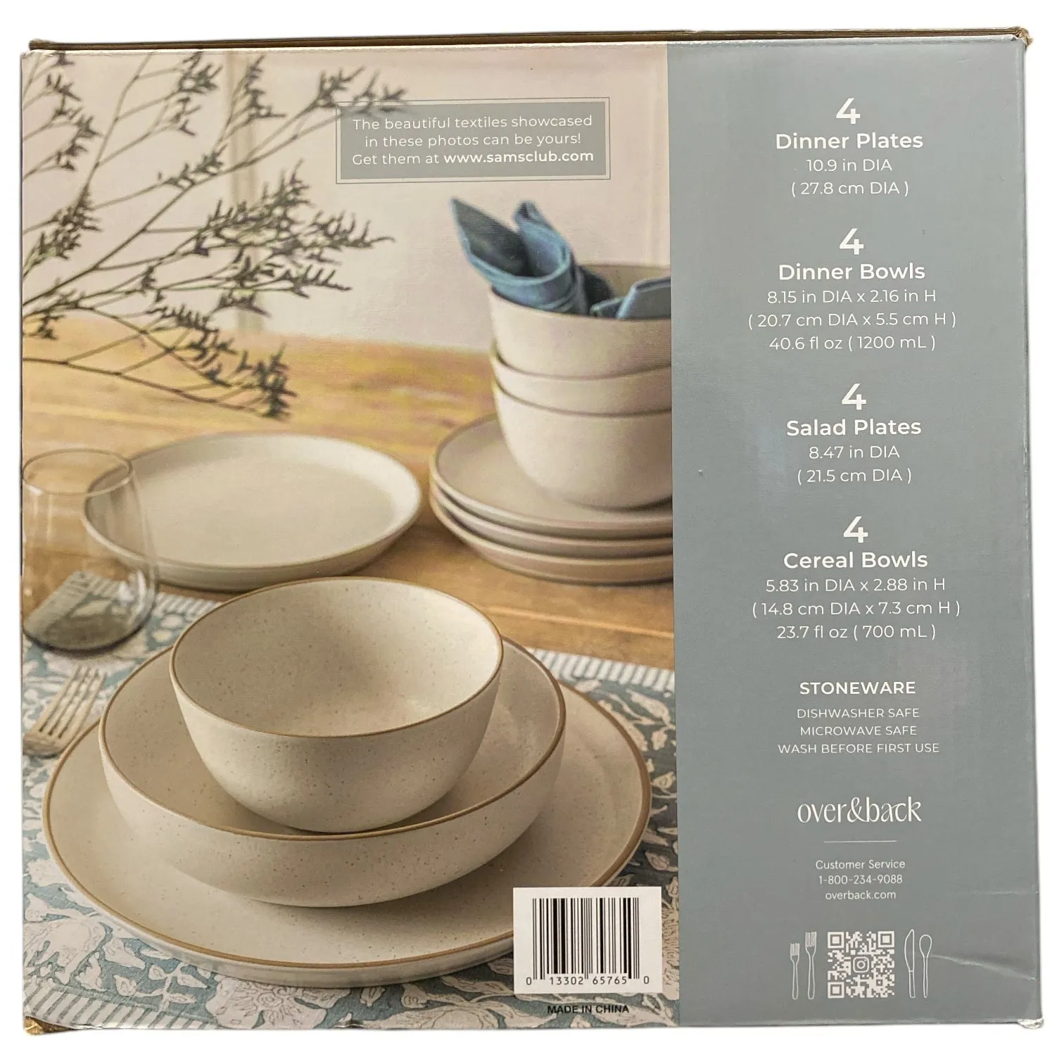 Over&back BO-36-POD 16-Piece Artisan Stoneware Dinnerware Set, Cream