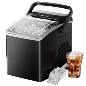 Philergo 24415 Countertop Ice Maker Machine - 9 Bullet Ice in 6 Mins, 26 Lbs/24 Hrs, Self-Cleaning, Portable for Home Kitchen Party, Black