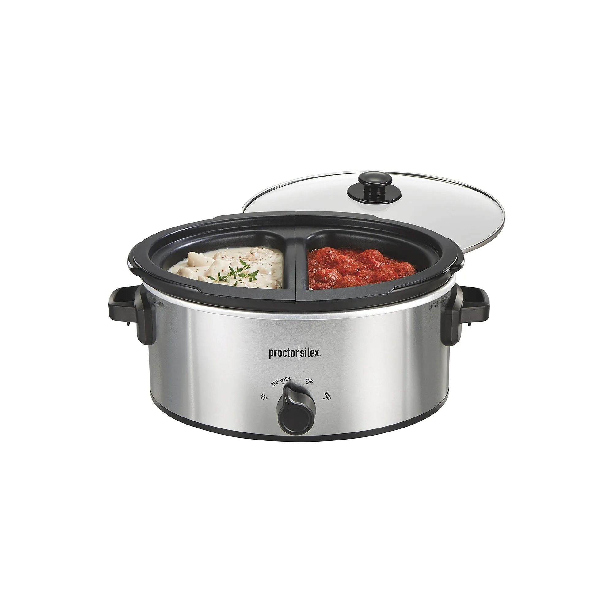 Proctor Silex 6 Quart Double Dish Slow Cooker, Serves 7 , Silver, 33563