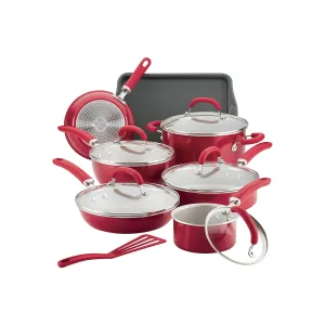 Rachael Ray Create Delicious 13-Pc. Aluminum Non-Stick Cookware Set 17629 - RED ONE SIZE