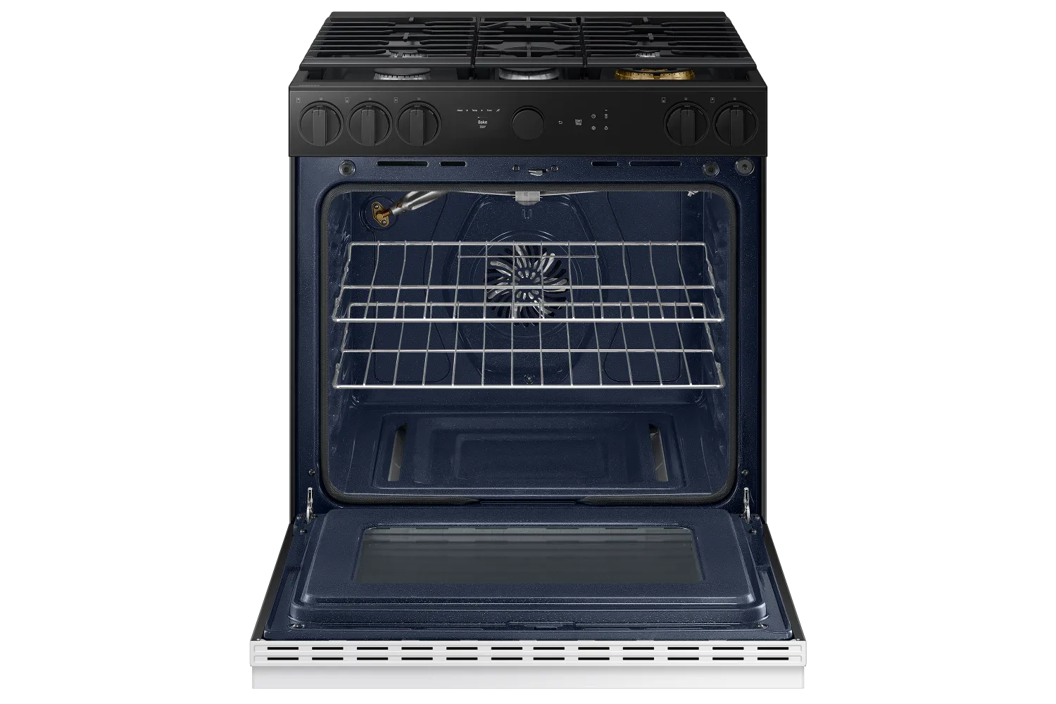Samsung BESPOKE White Glass 30" Gas True Convection Slide in Range with Oven Camera (6.0cu.ft) - NSG6DB870012AA
