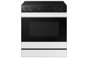 Samsung BESPOKE White Glass 30" True Convection Slide In Range with Oven Camera (6.3cu.ft.) - NSE6DB870012AC