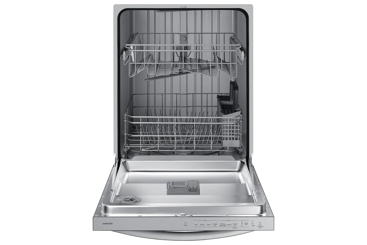 Samsung Fingerprint Resistant Stainless Kitchen Package with French Door Refrigerator, Electric Range & Built-In Dishwasher