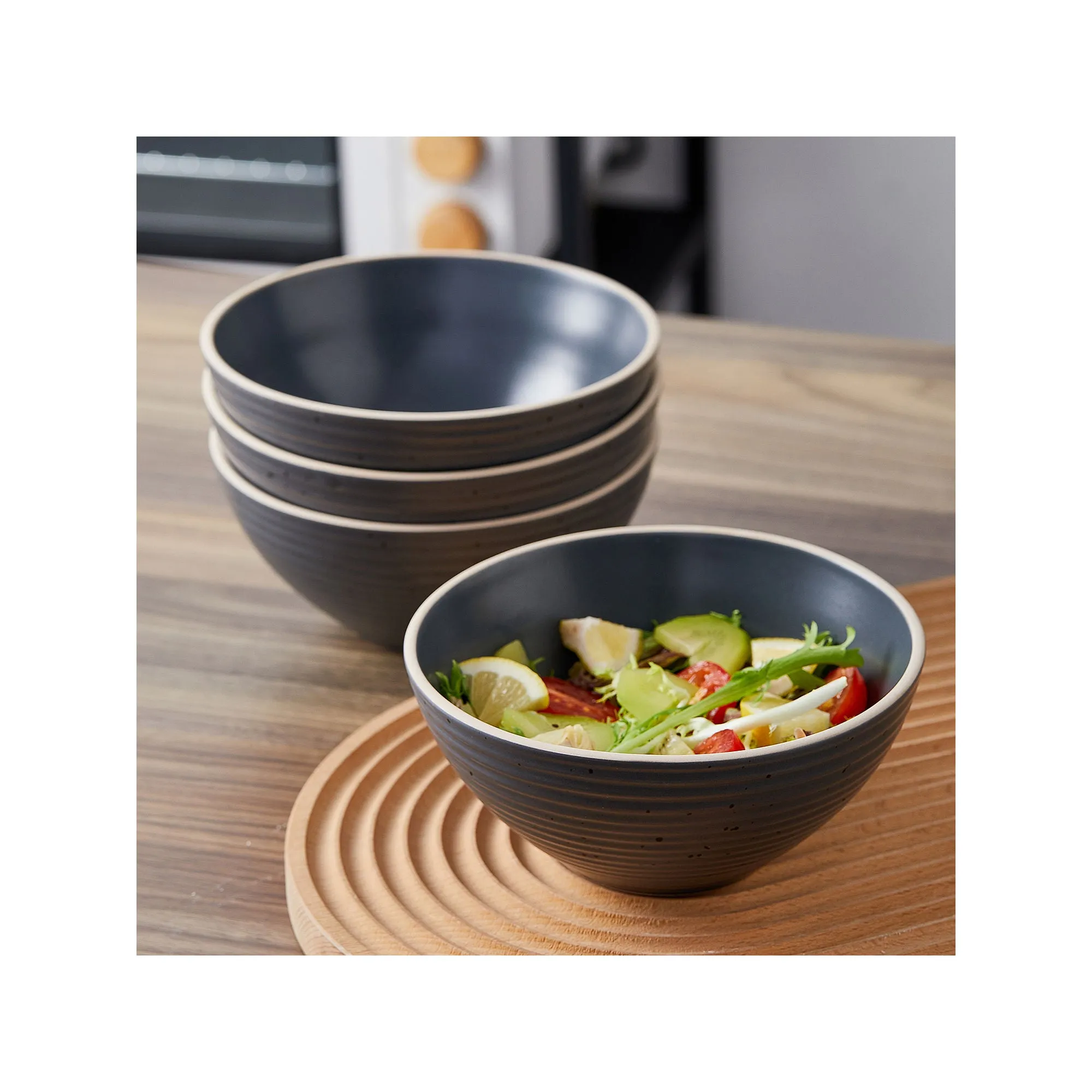 Stone   Lain Lauren 16 Piece Dinnerware Set - CHARCOAL ONE SIZE
