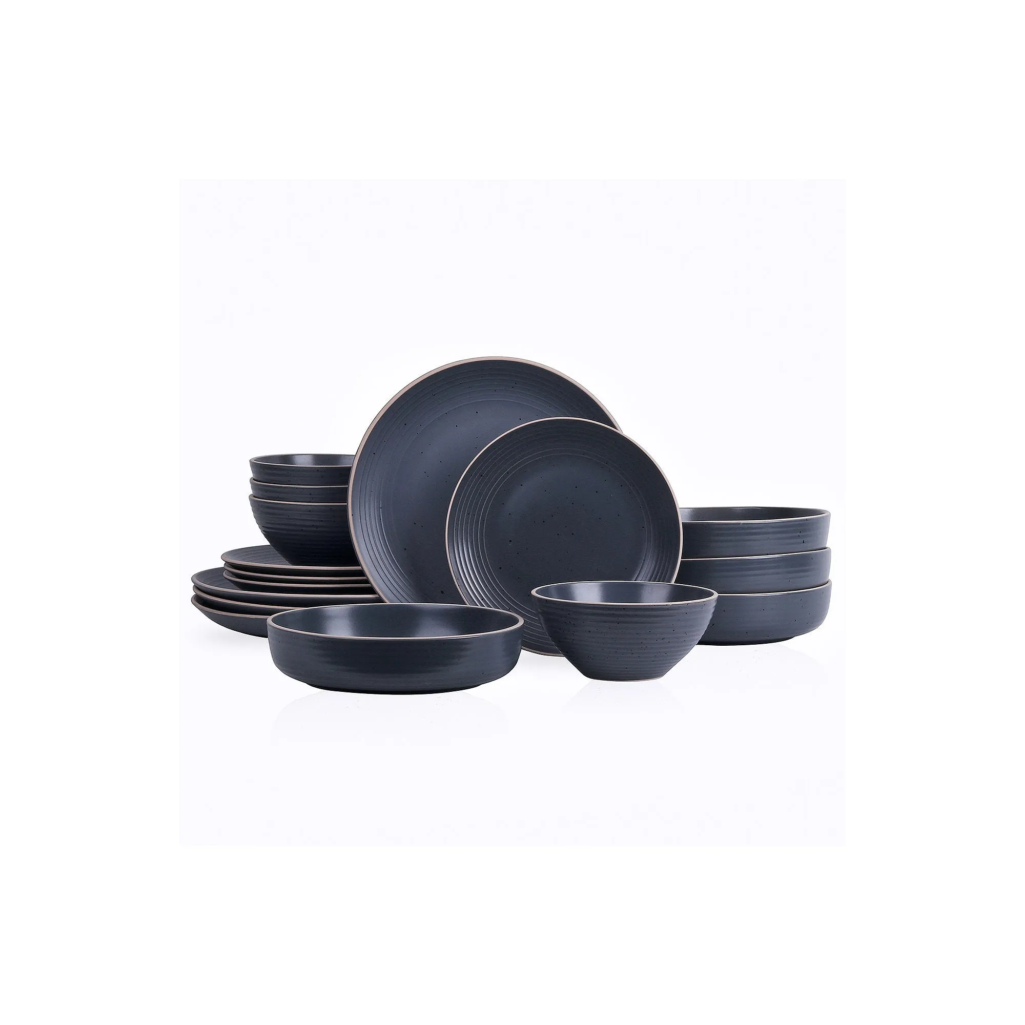 Stone   Lain Lauren 16 Piece Dinnerware Set - CHARCOAL ONE SIZE