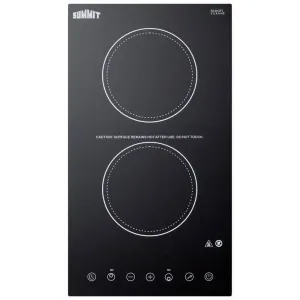 Summit Appliance CR2B15T1B 12 in. Radiant Electric Cooktop in Black with 2 Elements