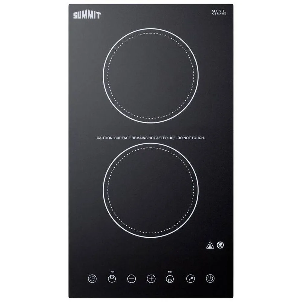 Summit Appliance CR2B15T1B 12 in. Radiant Electric Cooktop in Black with 2 Elements