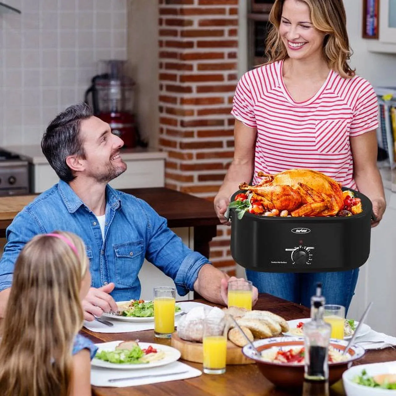 Sunvivi 18Qt Electric Turkey Roaster With Self-Basting Lid