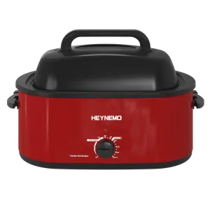 Superjoe HEY02SL26 24 Quart Roaster Oven with Self-Basting Lid, Stainless Steel, Red