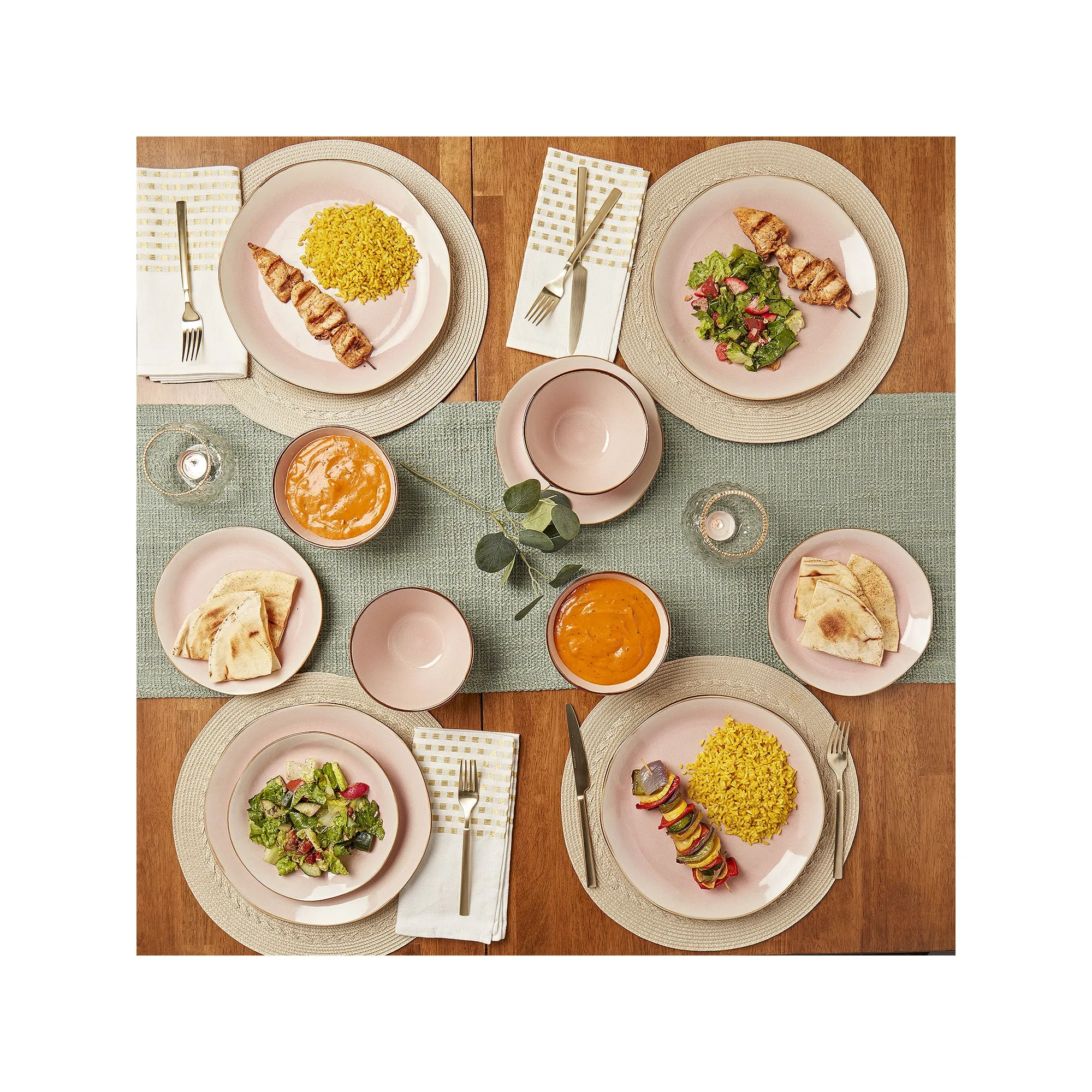 Tabletops Unlimited Bella Pink 12-Pc. Stoneware Dinnerware Set TTU-A1133-ECM - PINK ONE SIZE
