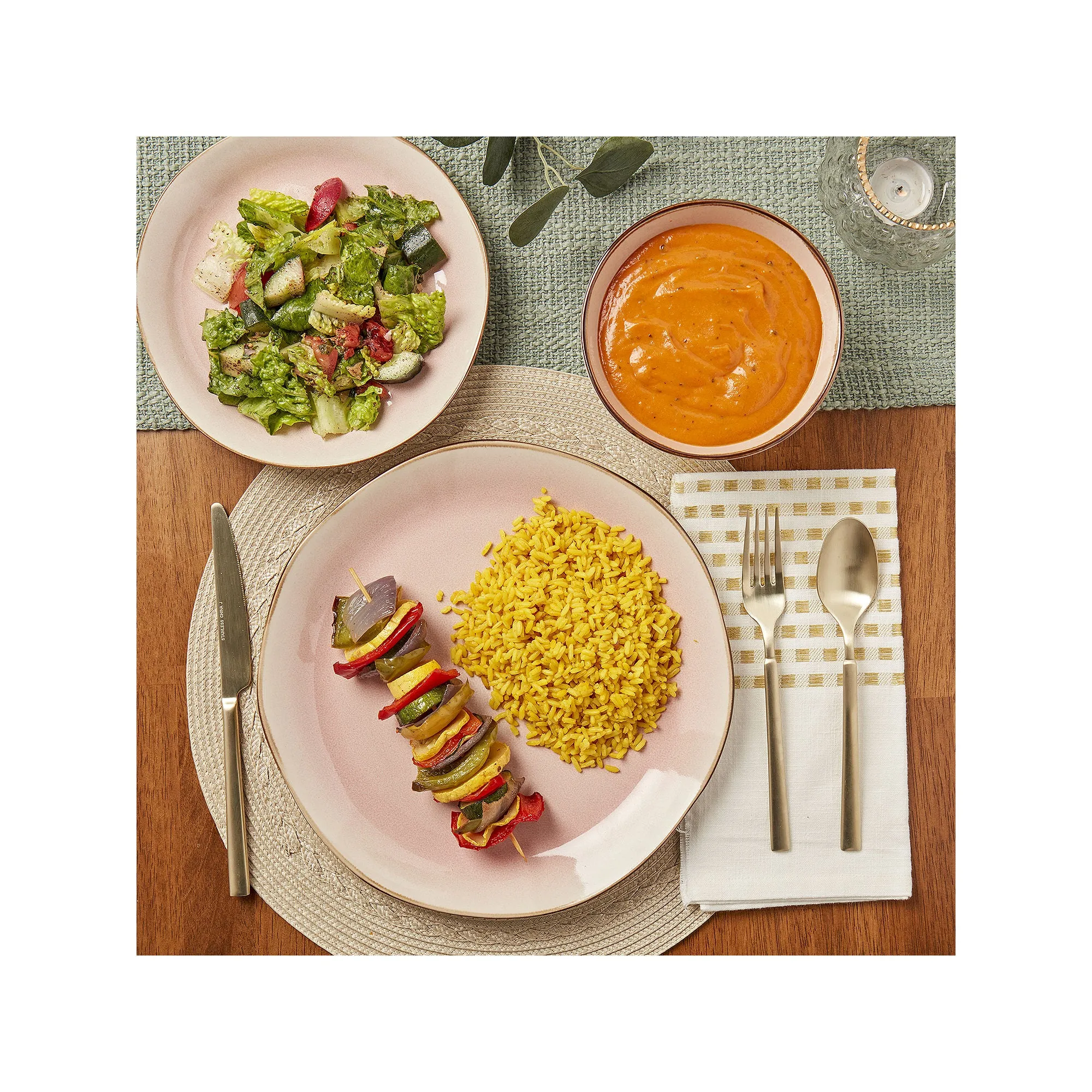 Tabletops Unlimited Bella Pink 12-Pc. Stoneware Dinnerware Set TTU-A1133-ECM - PINK ONE SIZE