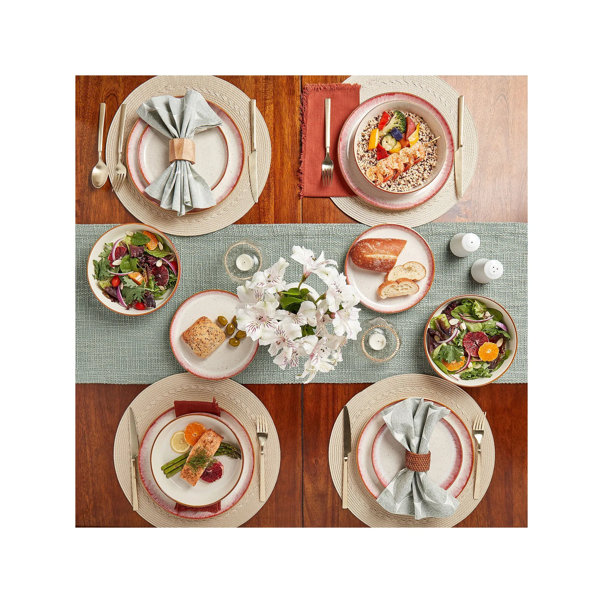 Tabletops Unlimited Hanover Berry 12-Pc. Stoneware Dinnerware Set TTU-A5433-ECM - RED ONE SIZE