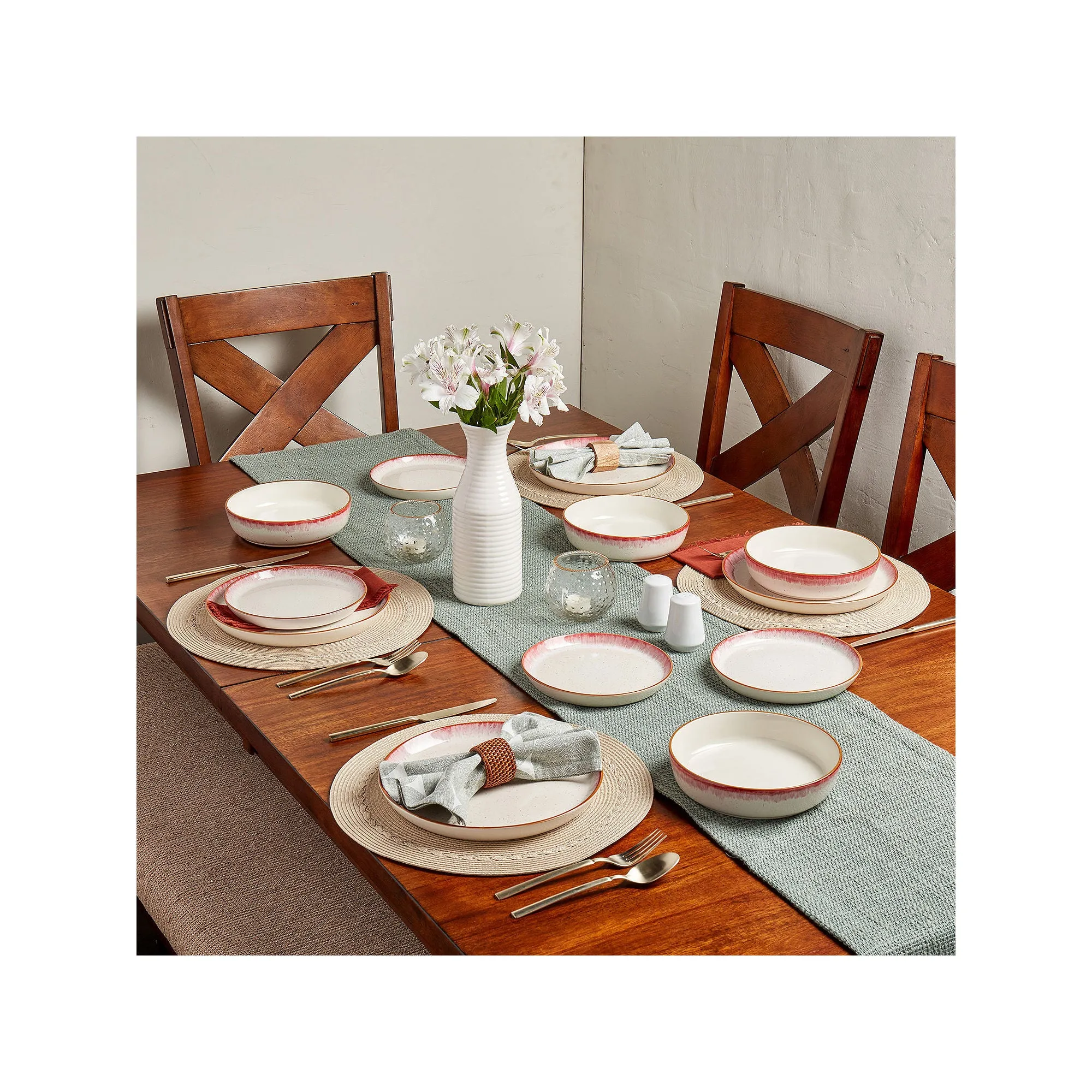 Tabletops Unlimited Hanover Berry 12-Pc. Stoneware Dinnerware Set TTU-A5433-ECM - RED ONE SIZE