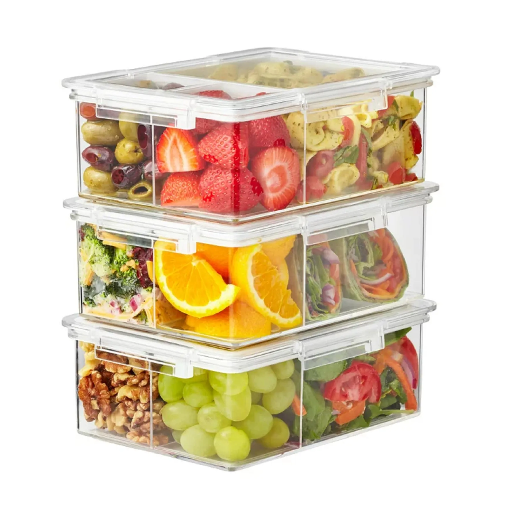 The Home Edit THE132980157004 Bento Box Food Storage Container, Pack of 3, Clear Plastic Food Storage
