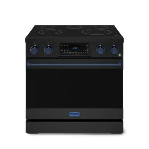 Thor Kitchen Black Stainless Steel Freestanding Professional Electric Range|Gordon Ramsay Series (6 cu.ft) - RSE36B-BLU