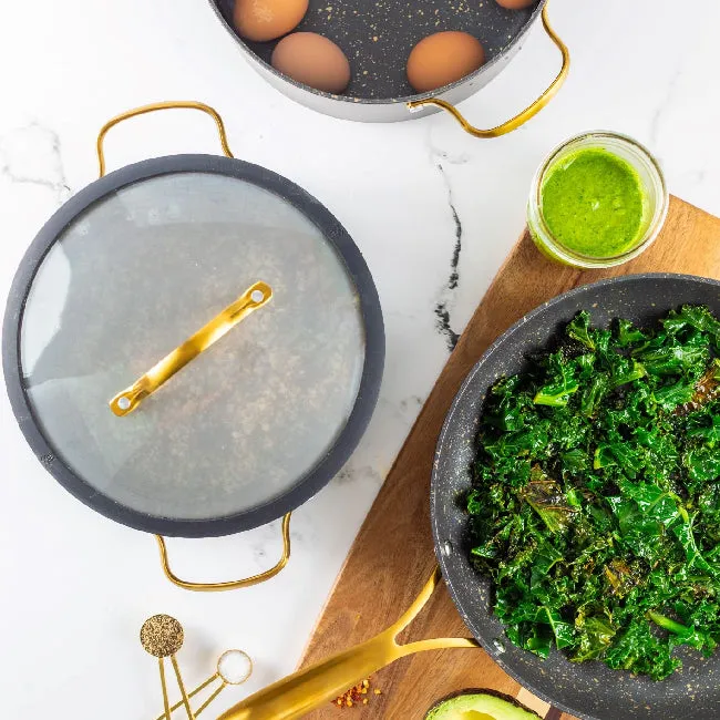 Thyme and Table WM1764 Non Stick 5Quart Gold Saute Pan with Glass Lid Gold