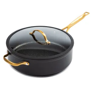 Thyme and Table WM1764 Non Stick 5Quart Gold Saute Pan with Glass Lid Gold