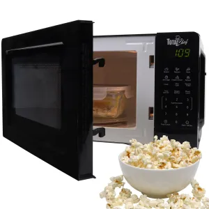 Total Chef Microwave Oven, 700W, 0.7 Cu. Ft., Black, Digital Touchscreen Controls, Child Safety Lock, 6 Pre-set Cooking Modes (Potato, Popcorn, Pizza, Beverages, Frozen Dinners, Reheat, Defrost)