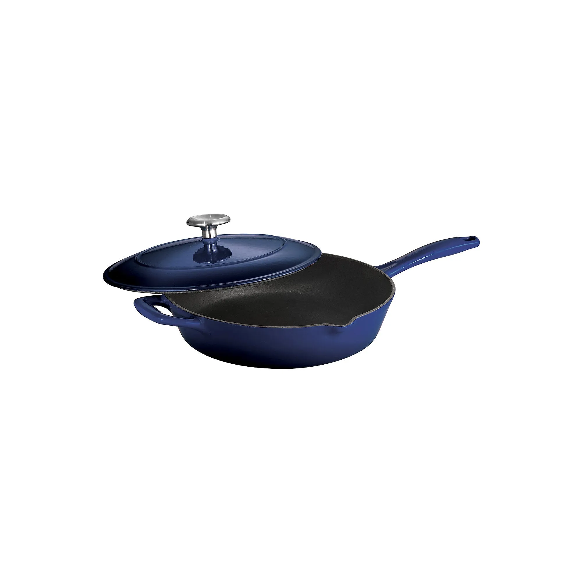 Tramontina 10" Gourmet Enameled Cast Iron Covered Skillet, Gradated Cobalt