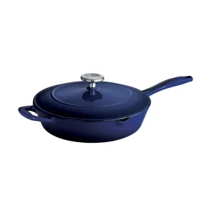 Tramontina 10" Gourmet Enameled Cast Iron Covered Skillet, Gradated Cobalt