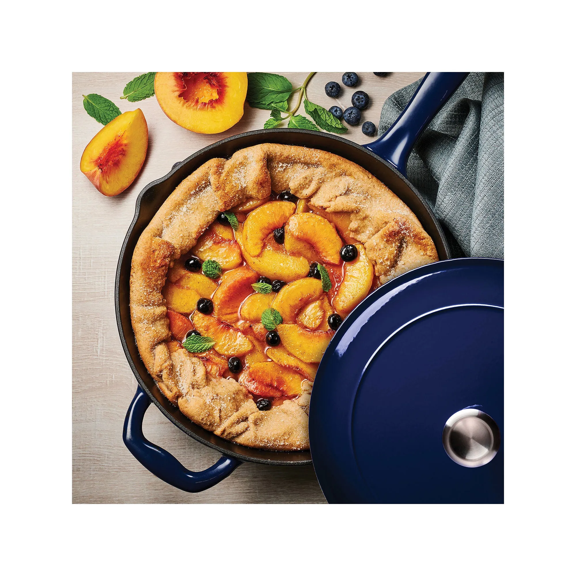 Tramontina 10" Gourmet Enameled Cast Iron Covered Skillet, Gradated Cobalt